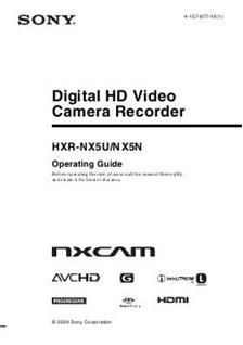 Sony HXR NX5 manual. Camera Instructions.